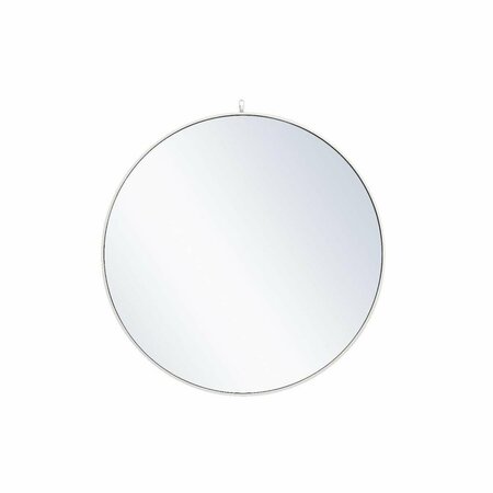 ELEGANT DECOR 42 in. Metal Frame Round Mirror with Decorative Hook, White MR4064WH